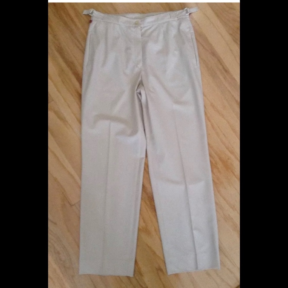Marie Valois Tan Smooth Dress Pants 38 6 8 Stretch